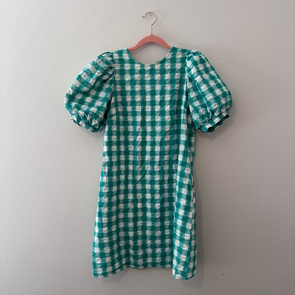 A New Day Dress in Vibrant Teal Gingham (pockets!)